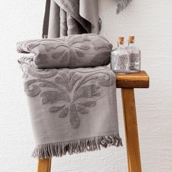 Полотенце хлопок жаккард премиум махровое 50х100 Penna Solid Jacquard - Серое