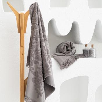 Полотенце жаккард премиум махровое 76х142 Penna Solid Jacquard - Серое