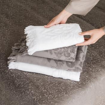 Полотенце элитное жаккард премиум махровое 100х180 Penna Solid Jacquard - Белое