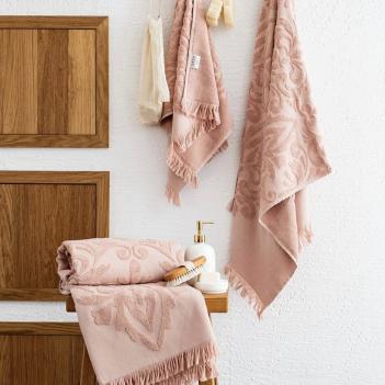 Полотенце хлопковое жаккард премиум махровое 100х180 Penna Solid Jacquard - Пыльно-розовое