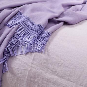 Плед из шерсти Альпаки с шелковыми кисточками 130x180 Alpaca With Silky Tassel - Фиолетовый