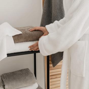 Полотенце ребристое рифленое в полоску 50х90 Slim Ribbed - Серо-Коричневый