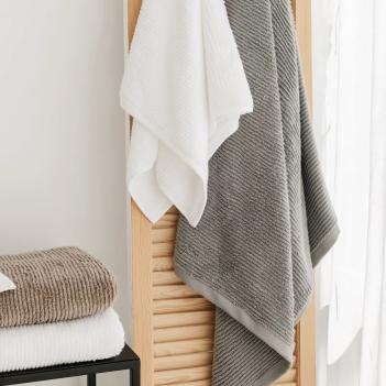 Полотенце премиум рифленое в полоску 50х90 Slim Ribbed - Серо-Коричневый