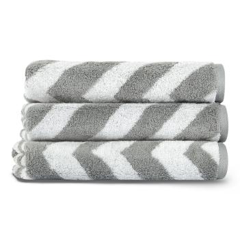 Полотенце зигзаг махровое 40х71 Chevron Yarn Dyed - Слоновая кость / Серый металлик L'appartement