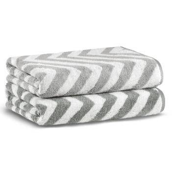 Полотенце зигзаг махровое 40х71 Chevron Yarn Dyed - Светло-серое