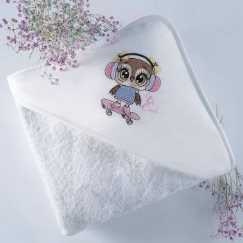 Полотенце детское с капюшоном 120х120 Smart Girl - Белый Совенок