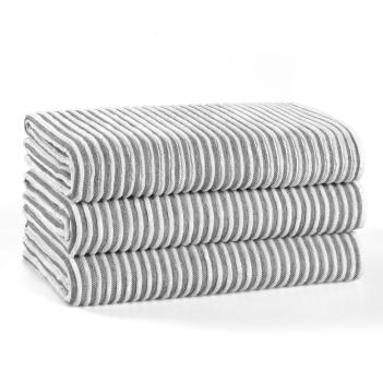 Полотенце в полоску махровое хлопковое 50х90 Striped Terry - Белый / Темно-серый