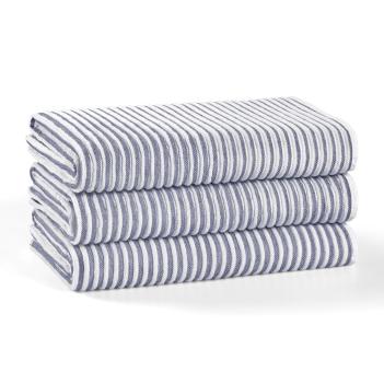 Полотенце элитное в полоску махровое хлопковое 50х90 Striped Terry - Белый / Синий
