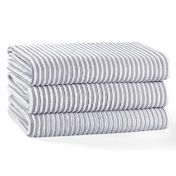 Полотенце элитное в полоску махровое хлопковое 50х90 Striped Terry - Белый / Дым