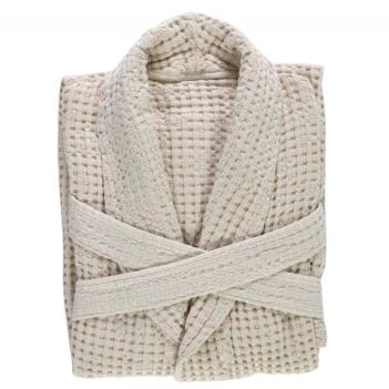 Халат вафля Поусада M от Abyss & Habidecor (Абисс и Хабидекор) 101 - Светло-бежевый 100% хлопок египетский премиум