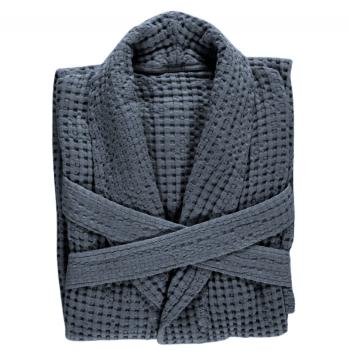 Халат вафля Поусада XXL от Abyss & Habidecor (Абисс и Хабидекор) 307 - Пыльно-синий 100% хлопок египетский премиум