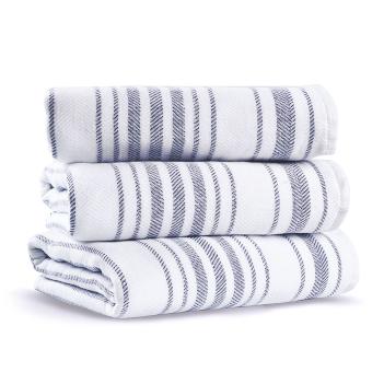 Полотенце легкое в полоску двустороннее 50х90 Stripe Gauze - Белый / Синий