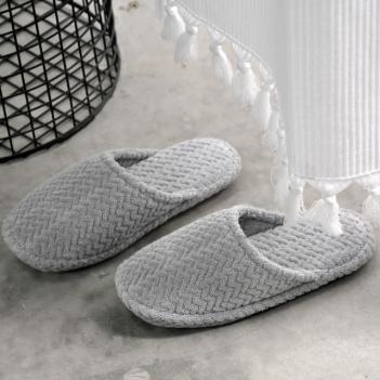 Тапочки елочкой махровые мягкие женские / мужские 40/41 Chevron - Серые L'appartement