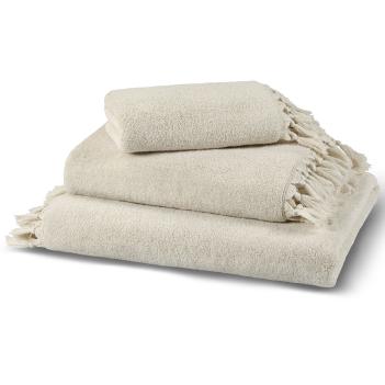 Полотенце с кисточками льняное для бани / сауны / хамам с бахромой 100х180 Tierra Linen - Бежевое
