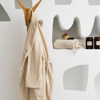 Полотенце с бахромой льняное для бани / сауны / хамам с бахромой 100х180 Tierra Linen - Бежевое