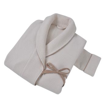Халат женский Tosya от Hamam S/M -  Слоновая кость /Коричневый вафельный снаружи, махра - внутри