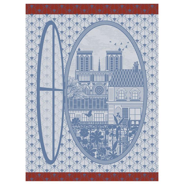 Полотенце для посуды 60х80 Fenetre sur Paris - Синее от Le Jacquard Francais (Жаккард Франсе)