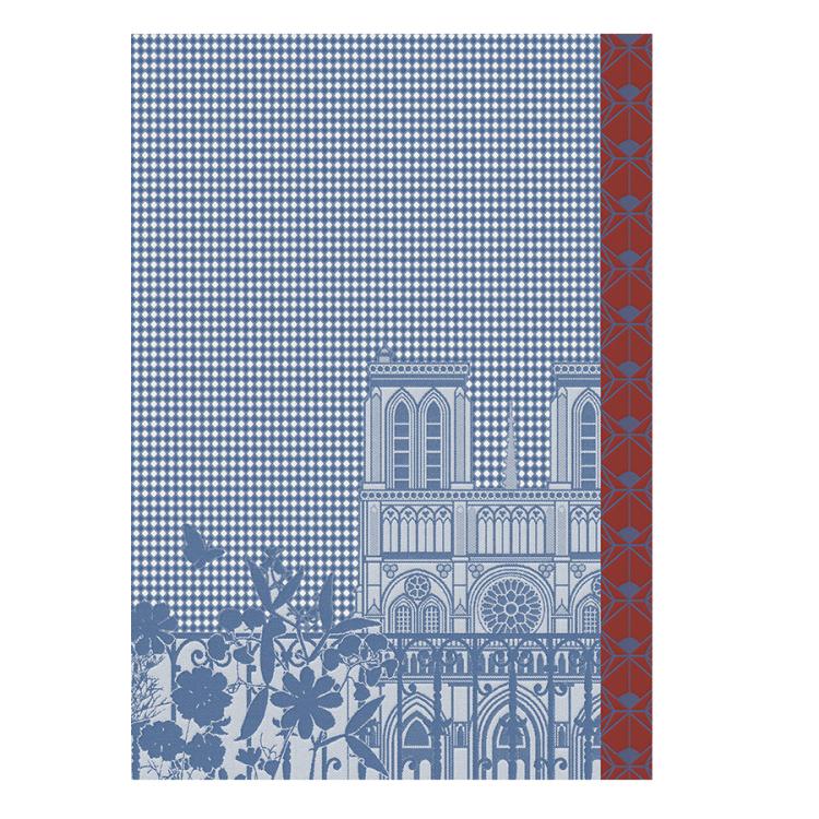 Полотенце кухонное вафельное 38х54 Fenetre sur Paris - Синее от Le Jacquard Francais (Жаккард Франсе)