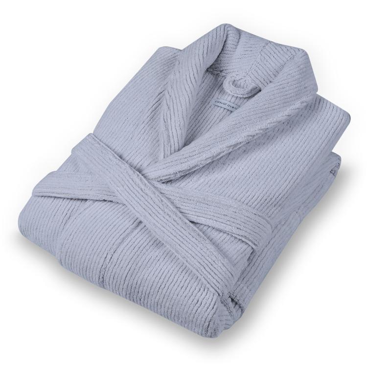 Халат рифленый махровый в полоску Slim Ribbed XXL - Серо-Белый от L'appartement 